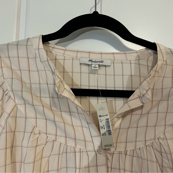 Madewell balloon sleeve peasant top in windowpane - Picture 6 of 10